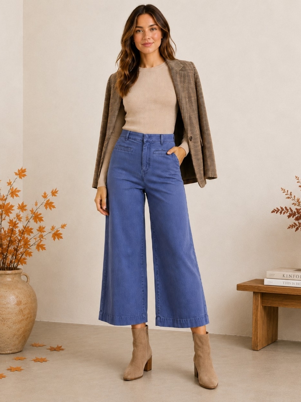 Zenana High-Rise Wide-Leg Pants in MERLIN Blue - Picture 2 of 11